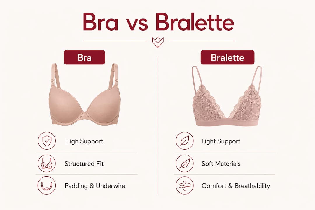 Infographic comparing bra and bralette features