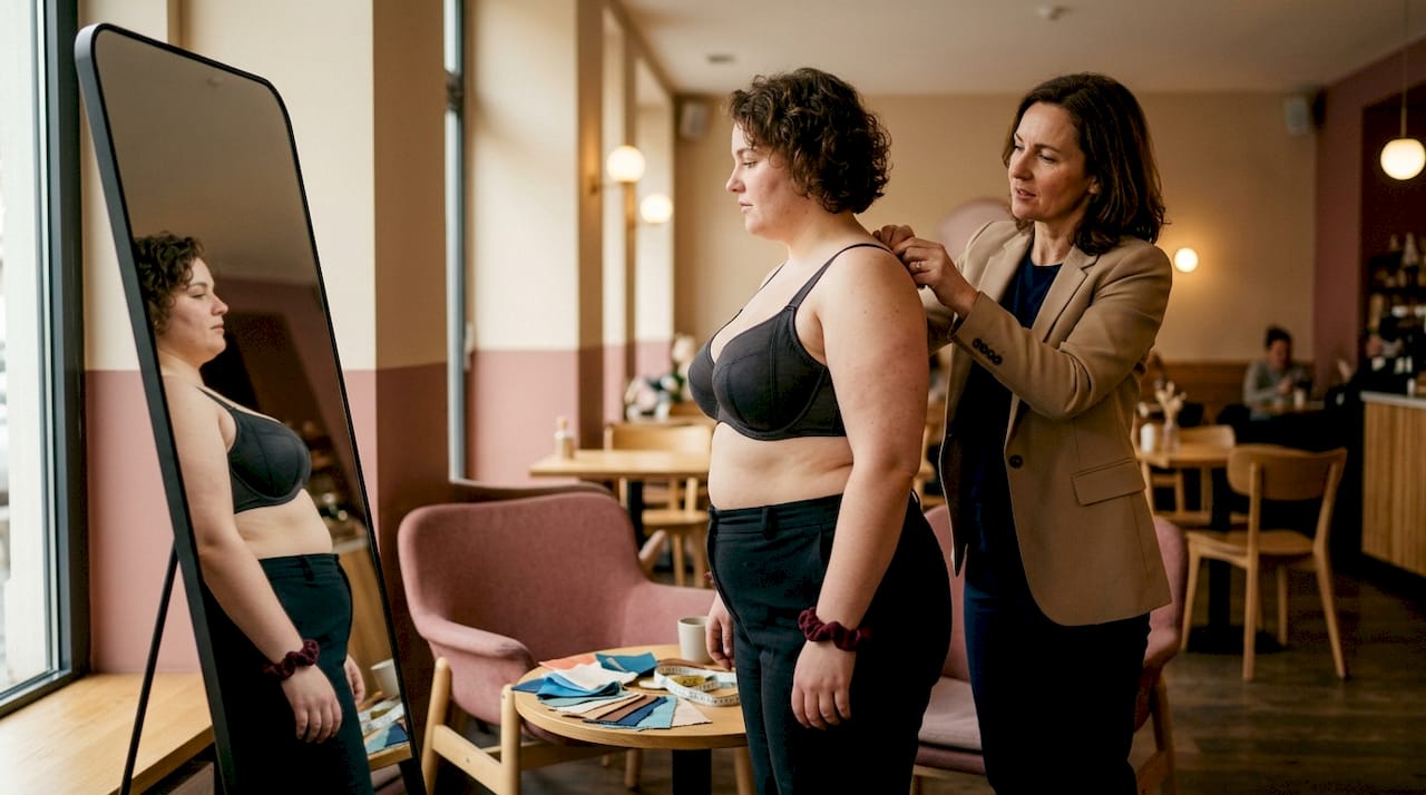 Bra fitting with Pour Moi lingerie in boutique