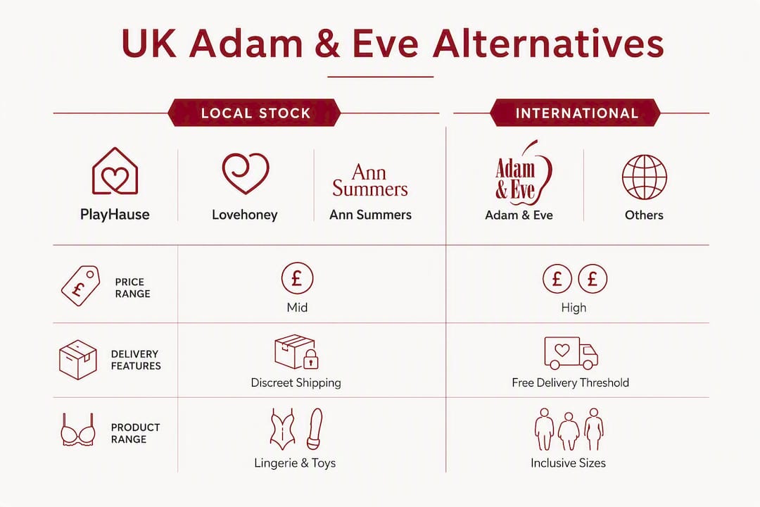 Infographic comparing Adam Eve alternatives for UK shoppers