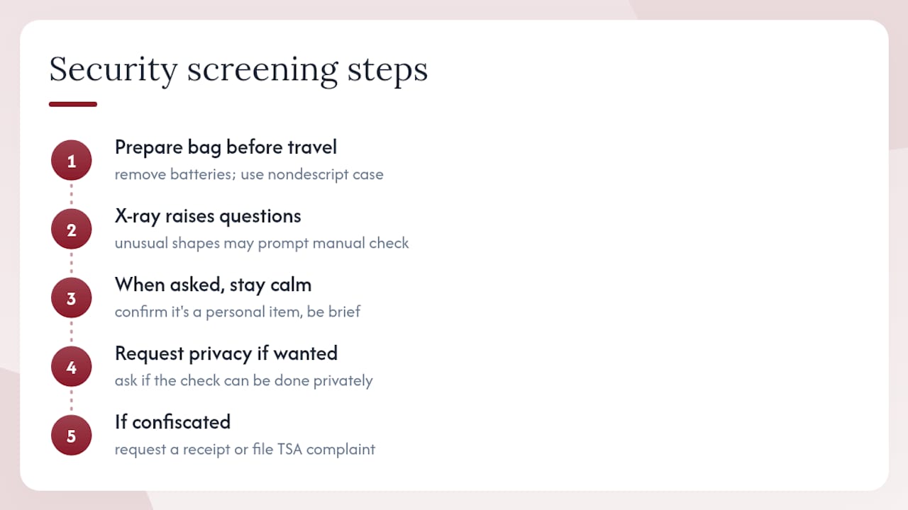Steps for discreet TSA toy screening
