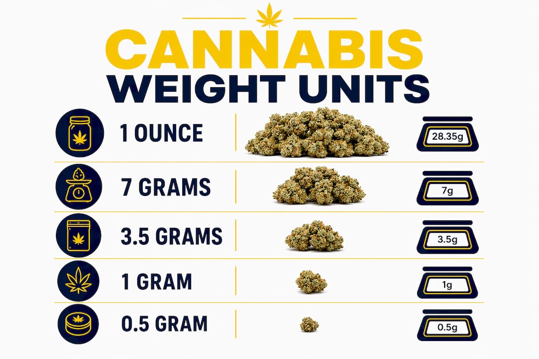 Infographic of cannabis weight units conversions