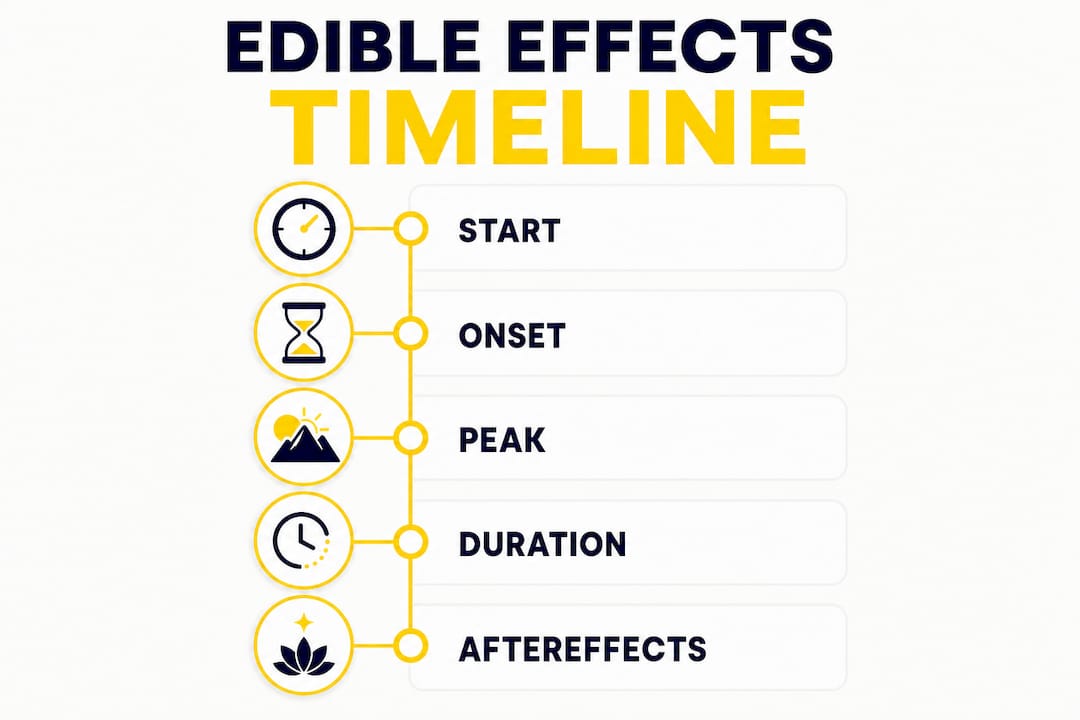 Infographic of edible effects timeline phases