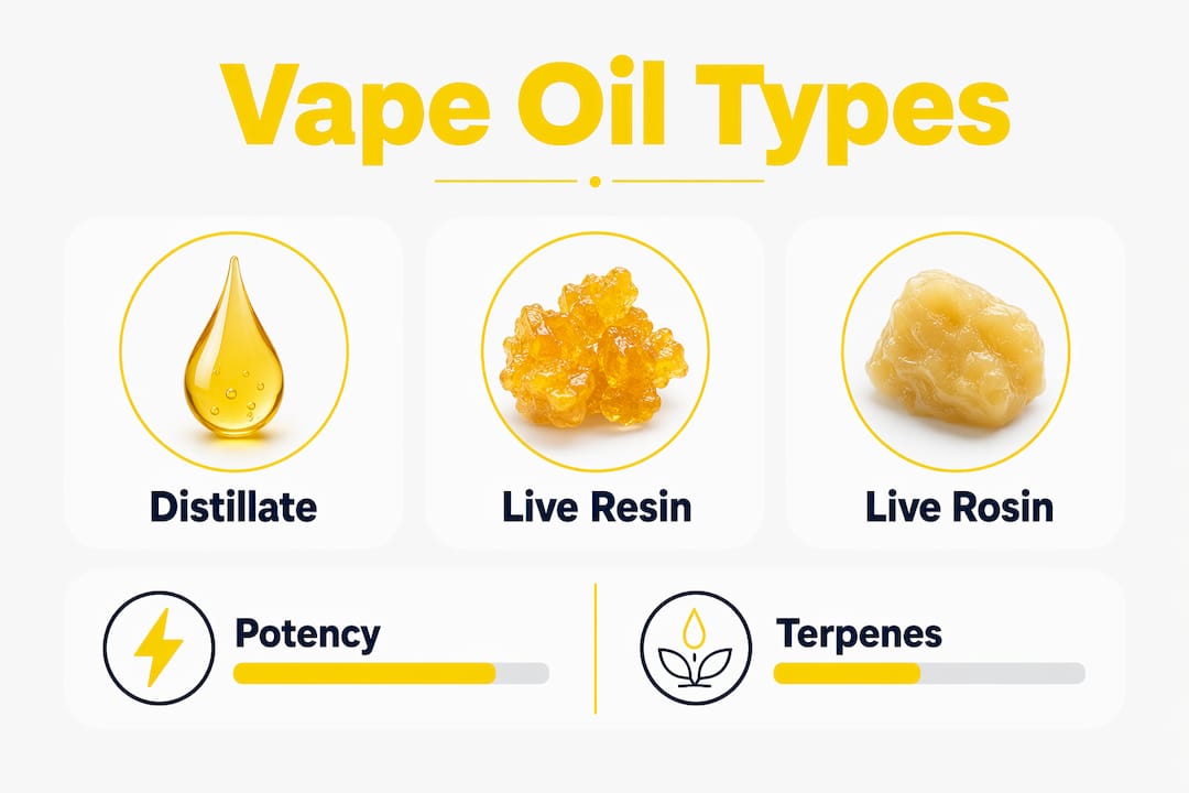 Infographic showing disposable vape oil type hierarchy