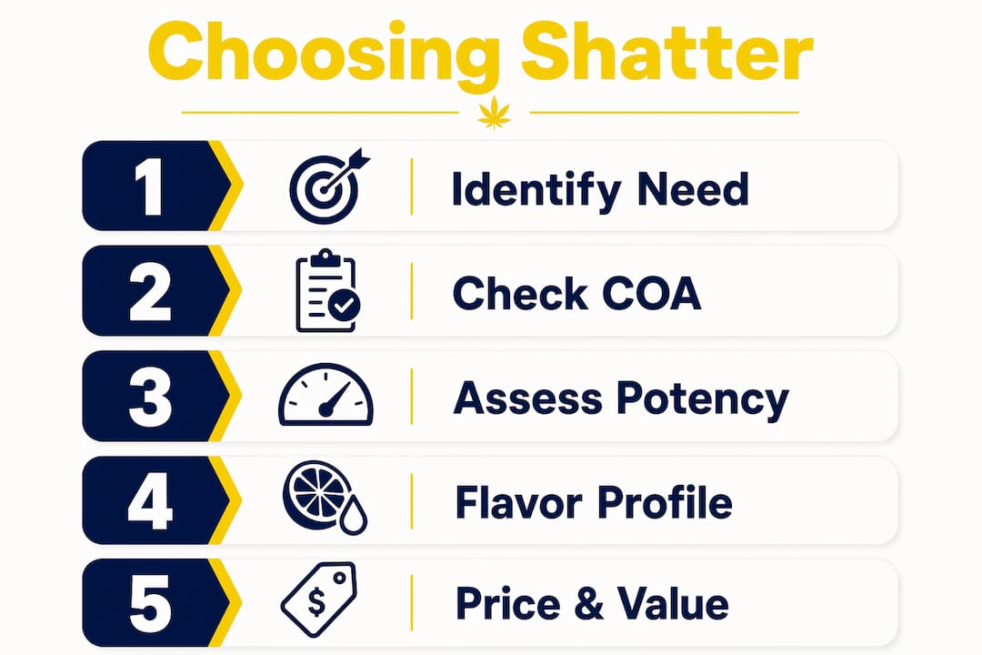 Infographic outlining steps to choose best shatter