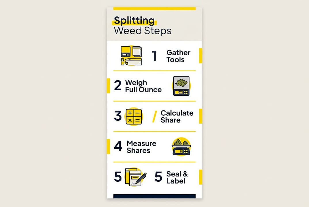 Infographic showing step by step weed splitting process