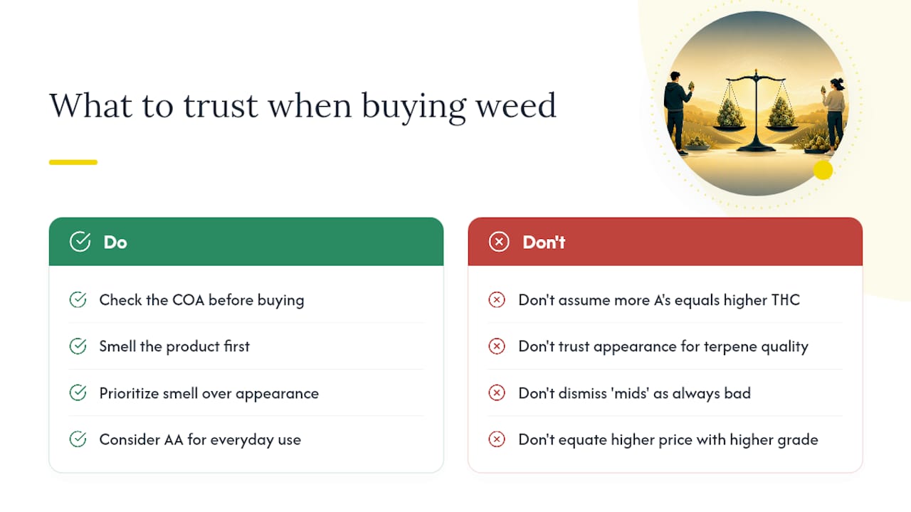 Common myths about AA and AAA weed — overview diagram