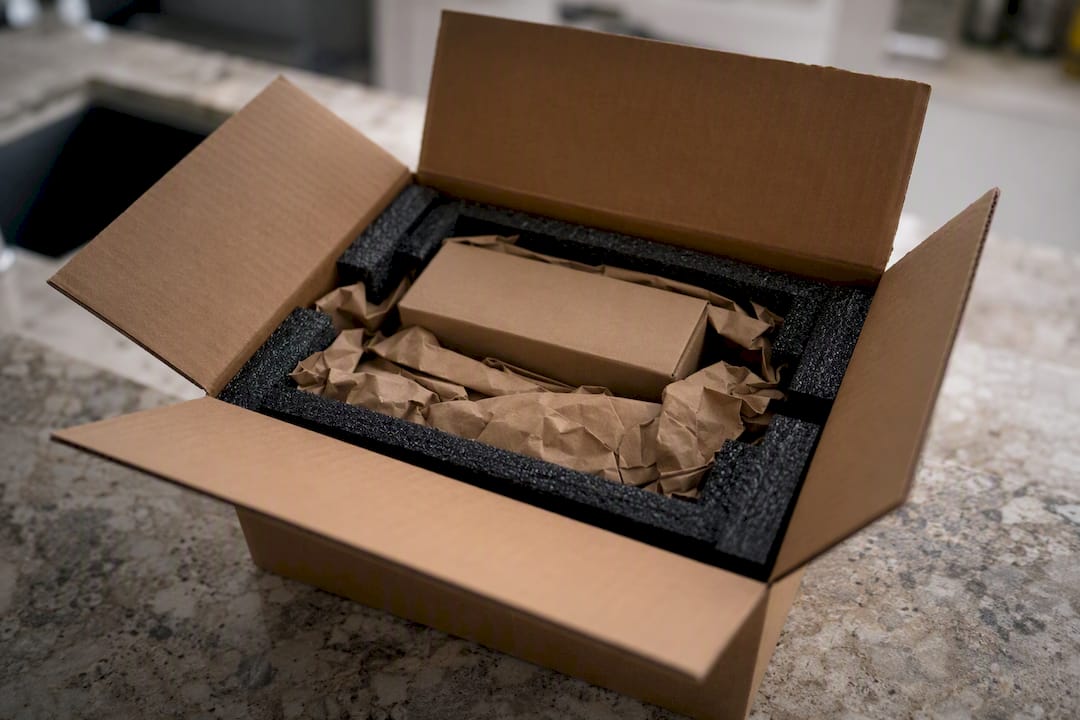 Discreet cannabis package foam padding in box