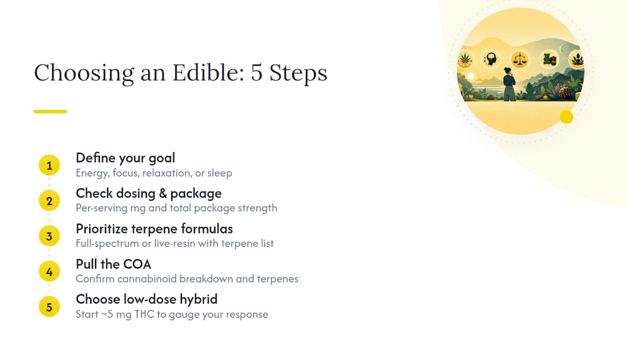 Diagram of 5-step edible selection process