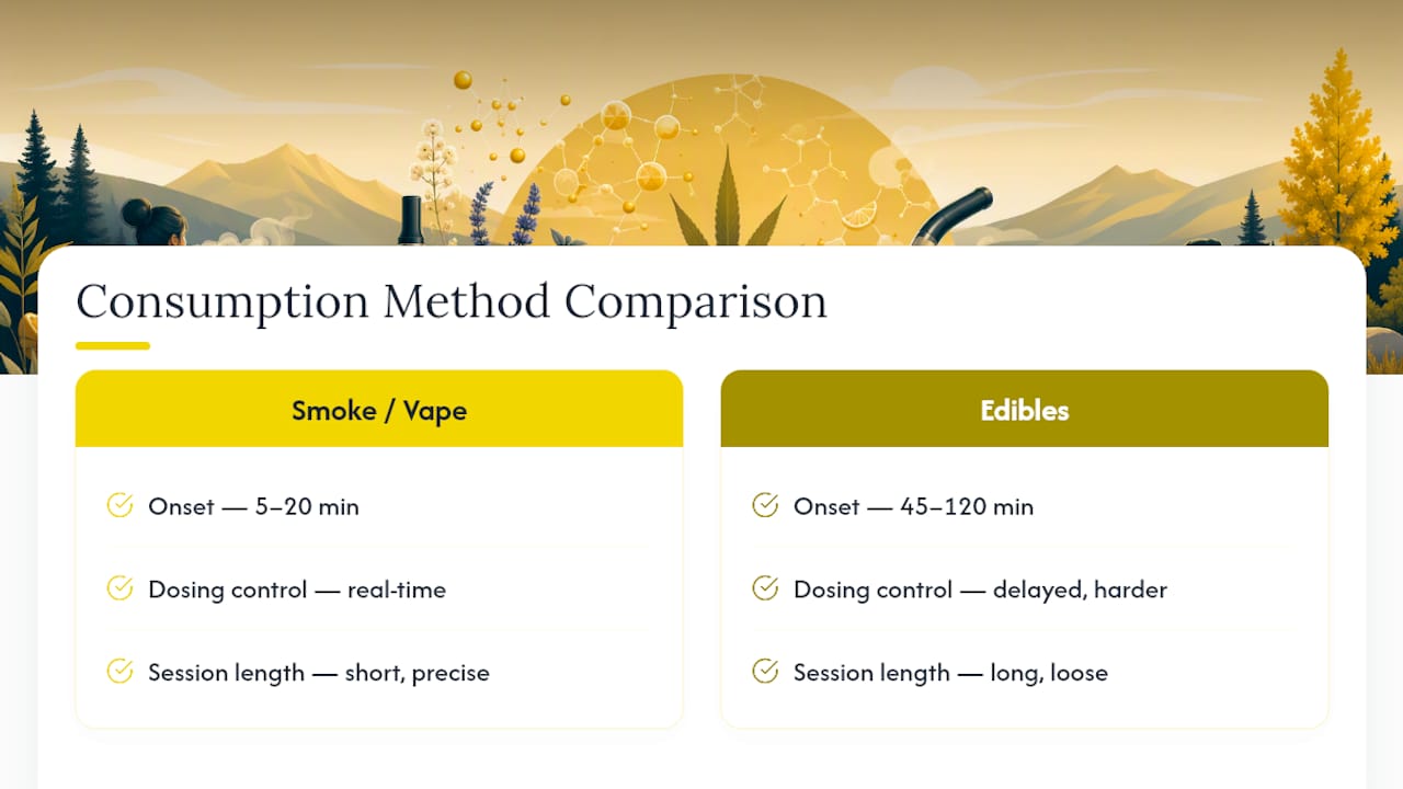 Comparison of cannabis method onset times