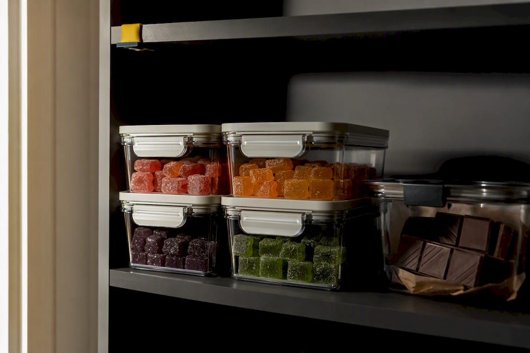 Airtight containers storing gummy edibles