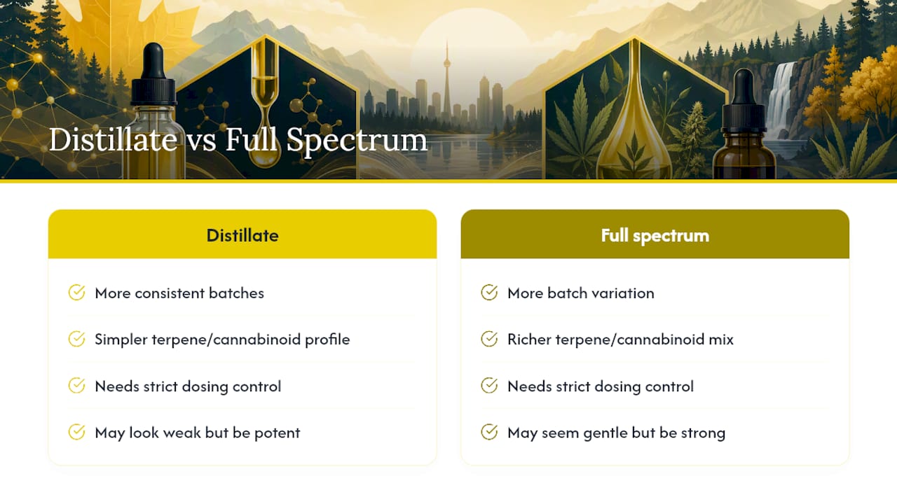 Distillate versus full spectrum comparison