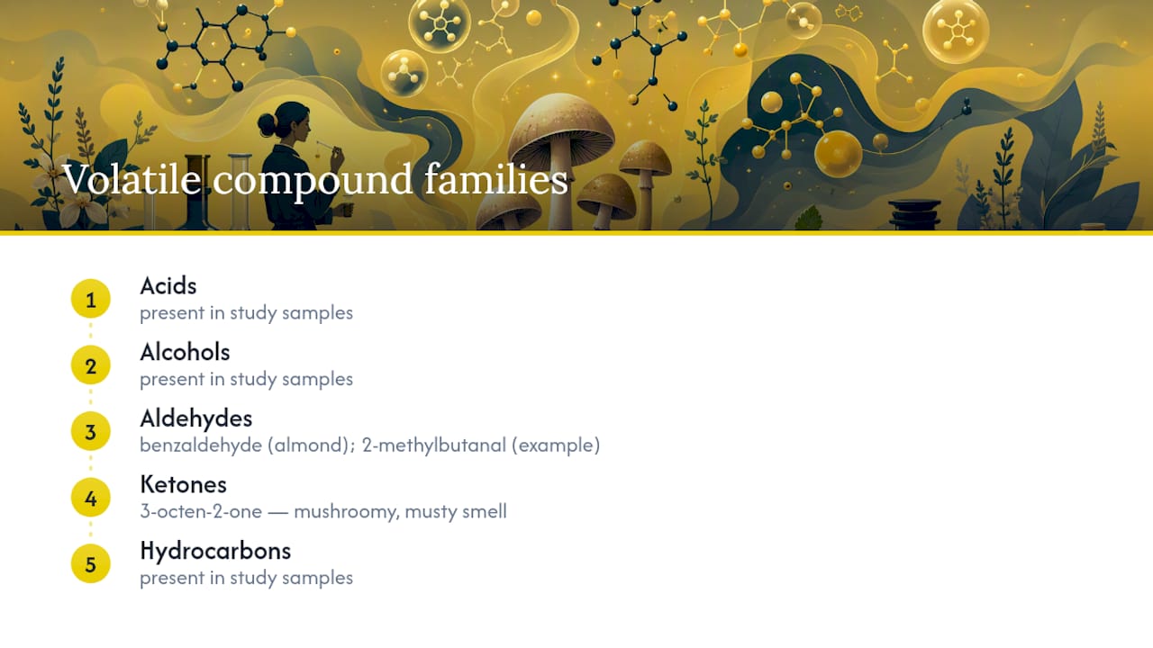 Five chemical families behind mushroom flavor