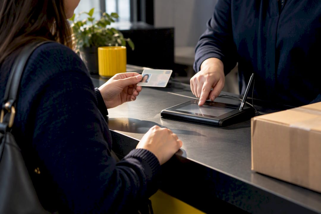 Customer presenting ID for secure pickup