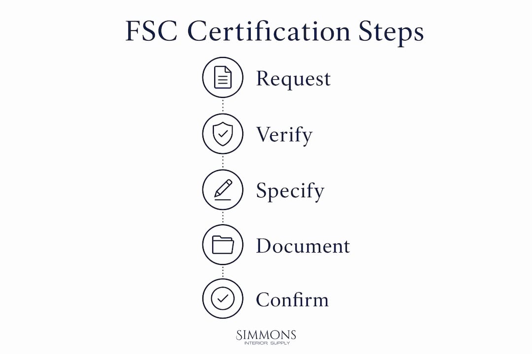 Infographic illustrating steps for FSC certification compliance