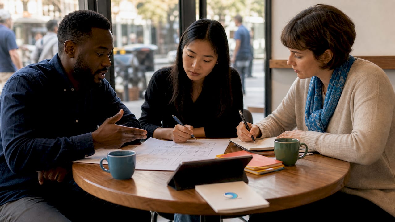 Team collaborating on pre-production planning