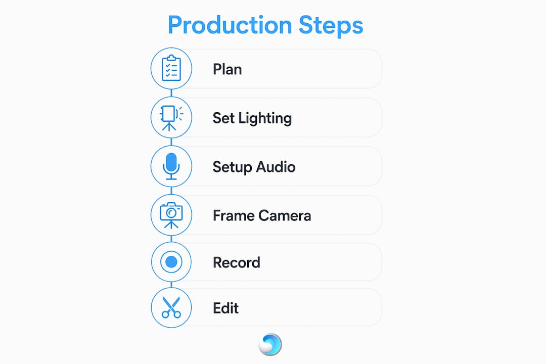 Infographic showing key steps for corporate interview video production