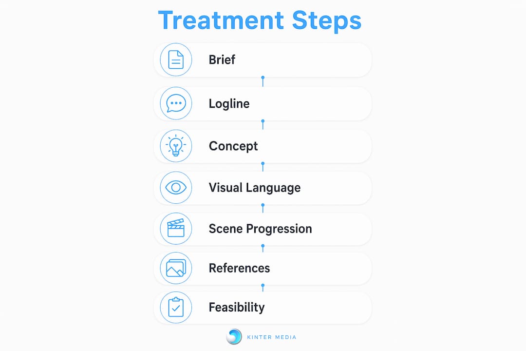 Infographic illustrating music video treatment steps