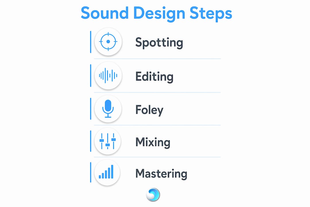 Infographic showing sound design process steps