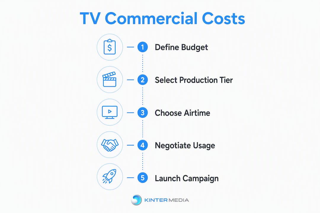 Infographic showing TV commercial cost steps