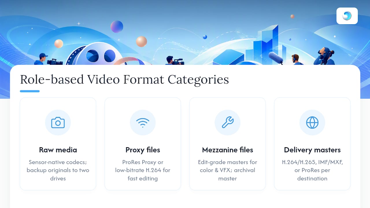 Diagram of four video deliverable format categories