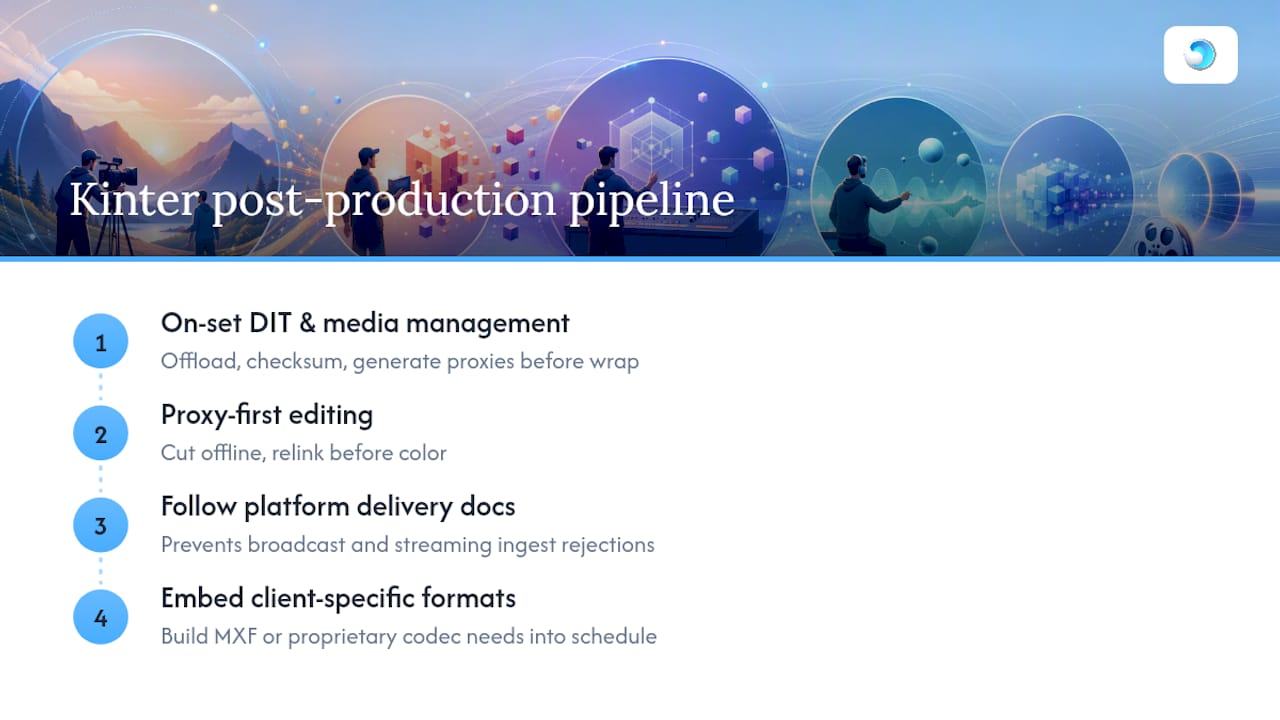 Why these recommendations: Kinter Media's post-production approach — overview diagram
