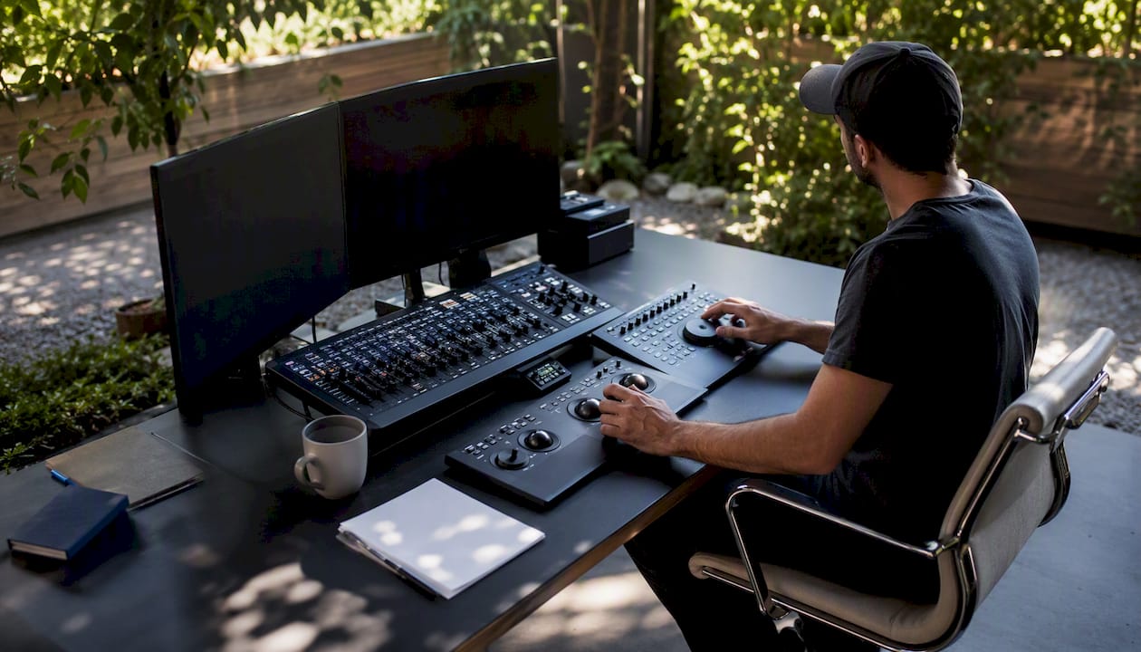 Video editing workstation with color grading tools