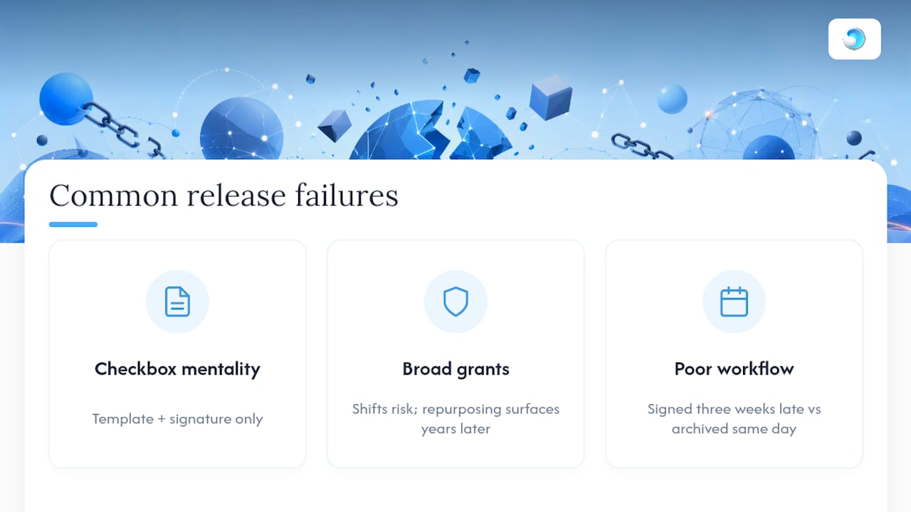 Diagram of common talent release form issues