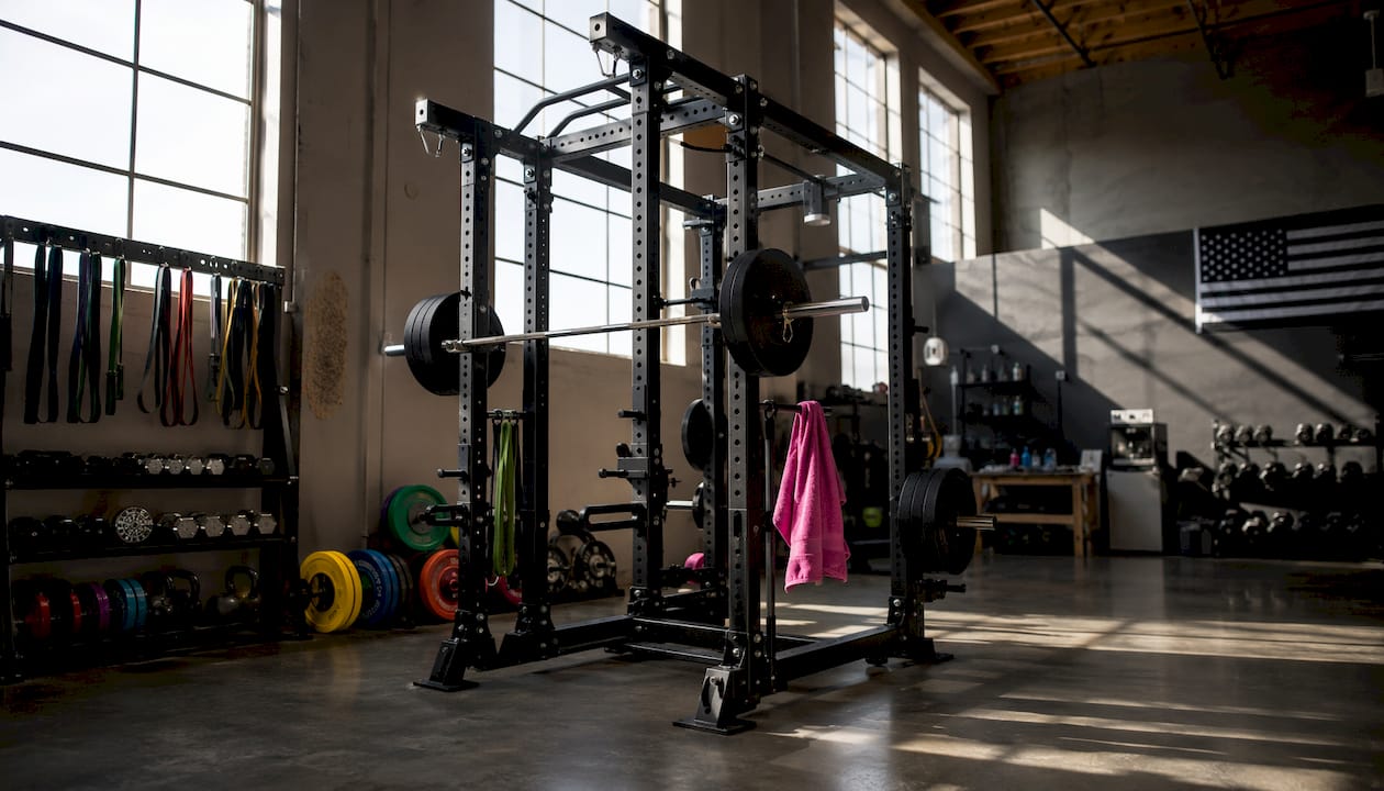 Close-up of REP Fitness power rack