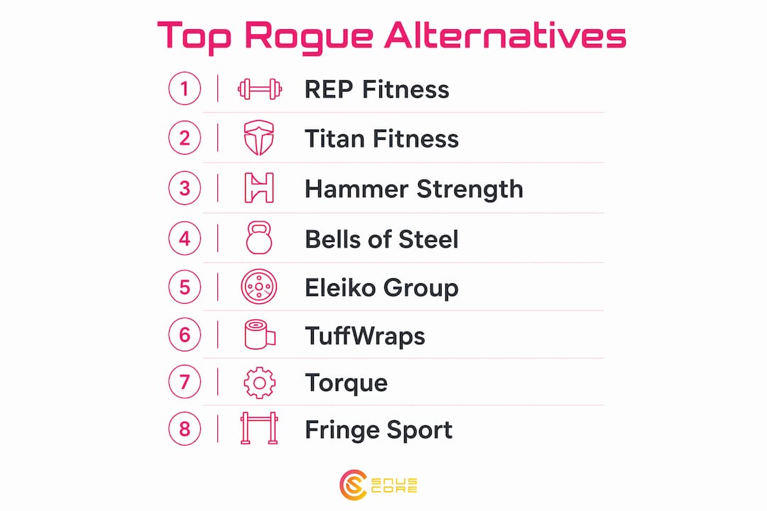 Ranked infographic of top Rogue fitness alternatives