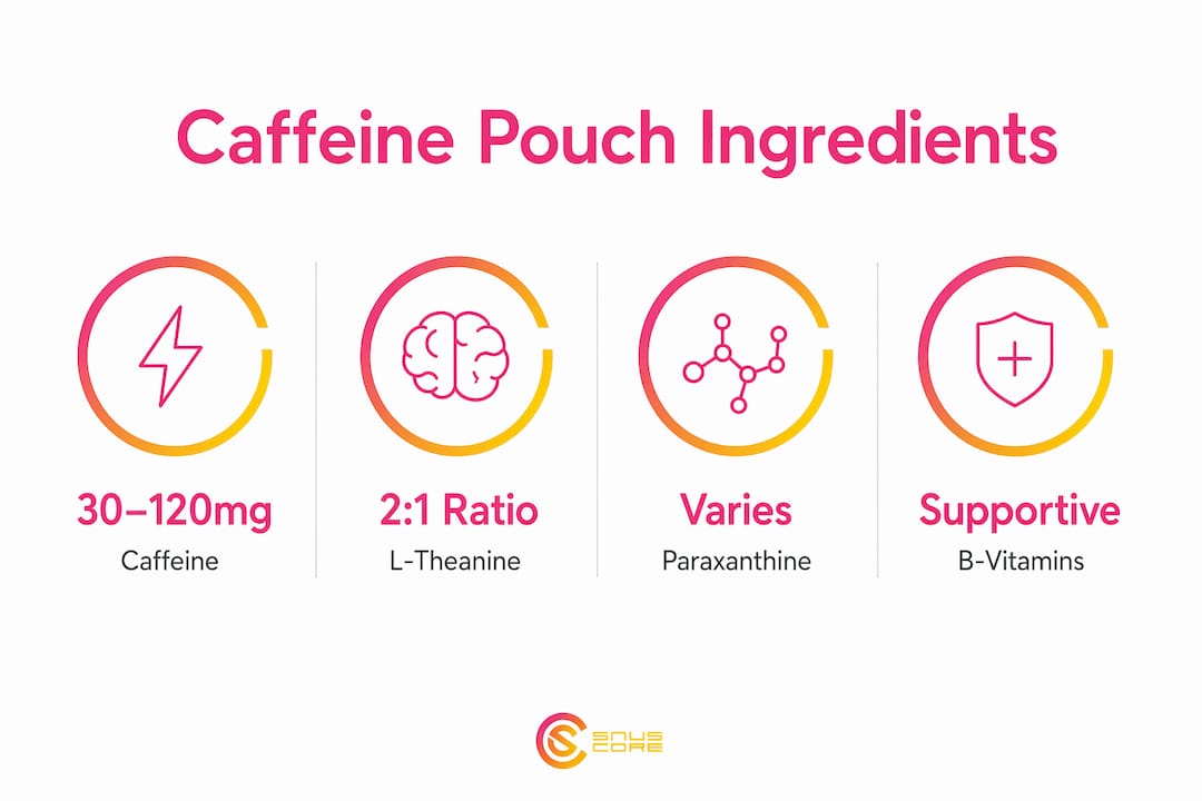 Infographic of caffeine pouch ingredient effects