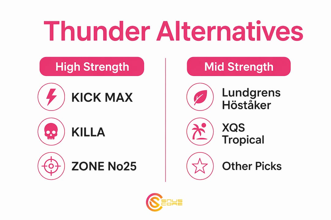 Comparison infographic of high vs mid strength nicotine pouches