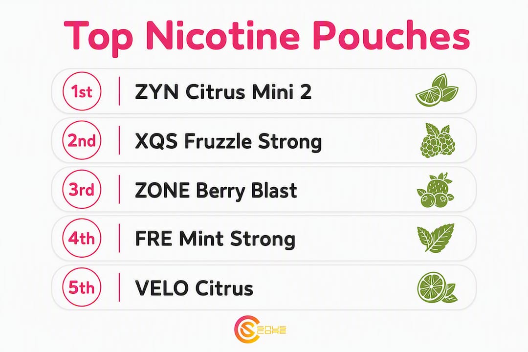 Ranked infographic of best nicotine pouch picks 2026