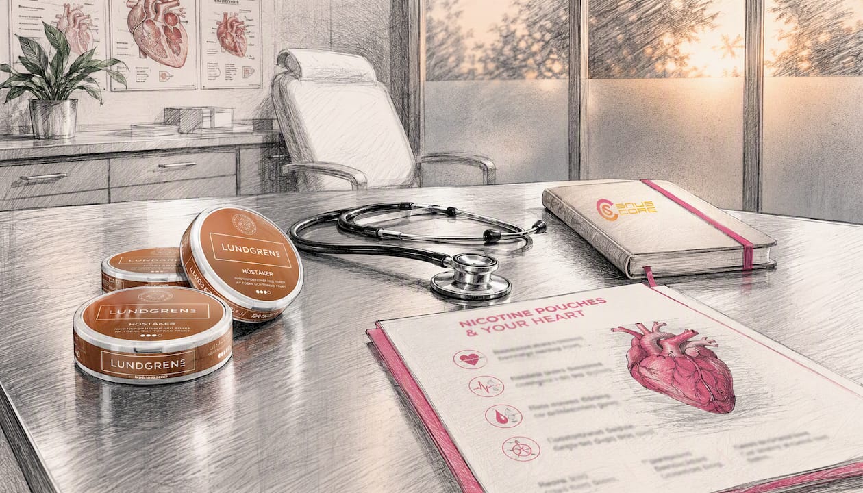 Medical desk with nicotine pouches and stethoscope
