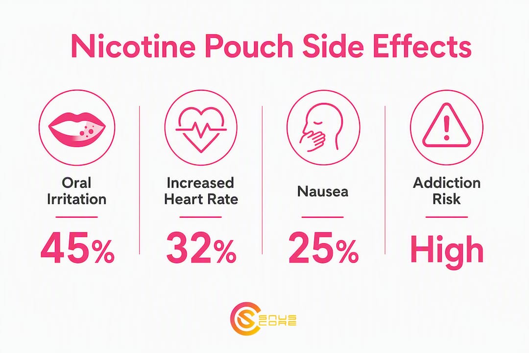 Infographic showing key nicotine pouch side effects