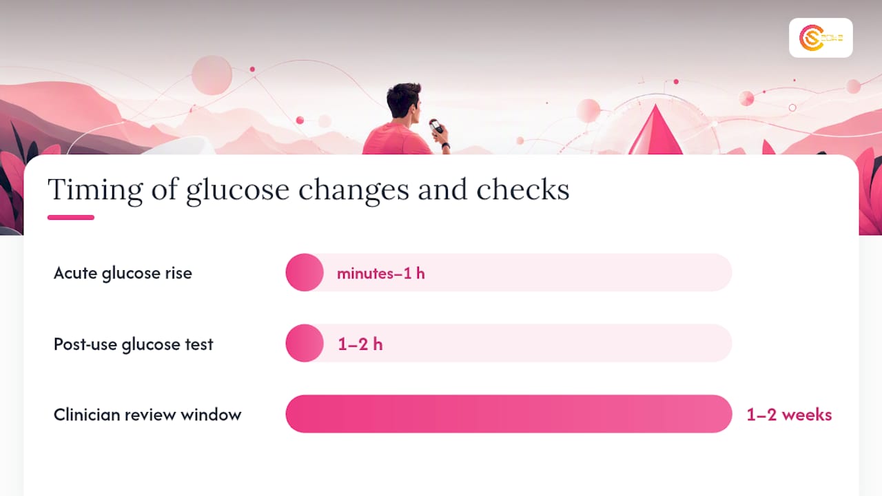 Short-term glucose effects and interactions with diabetes medications — overview diagram