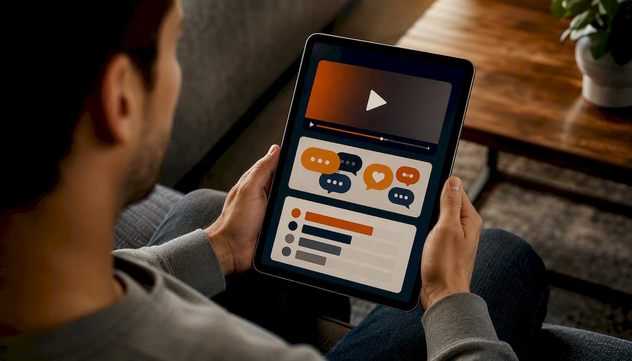 Illustration of layered live sports content