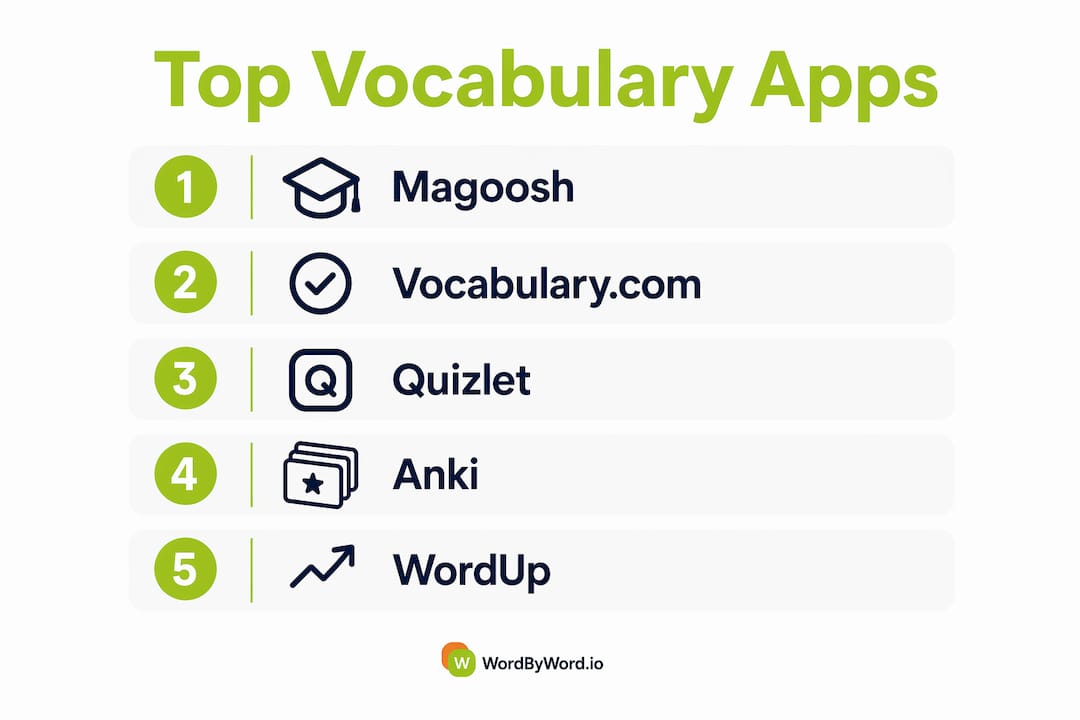 Infographic ranking top vocabulary builder apps