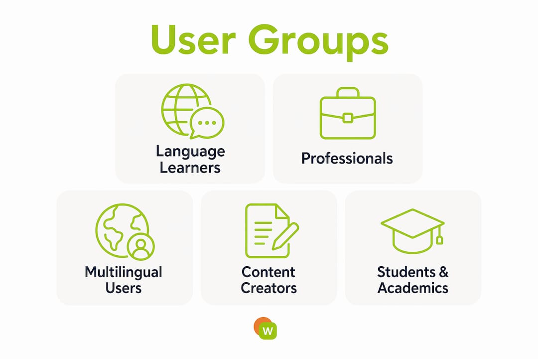 Infographic showing language learner user groups