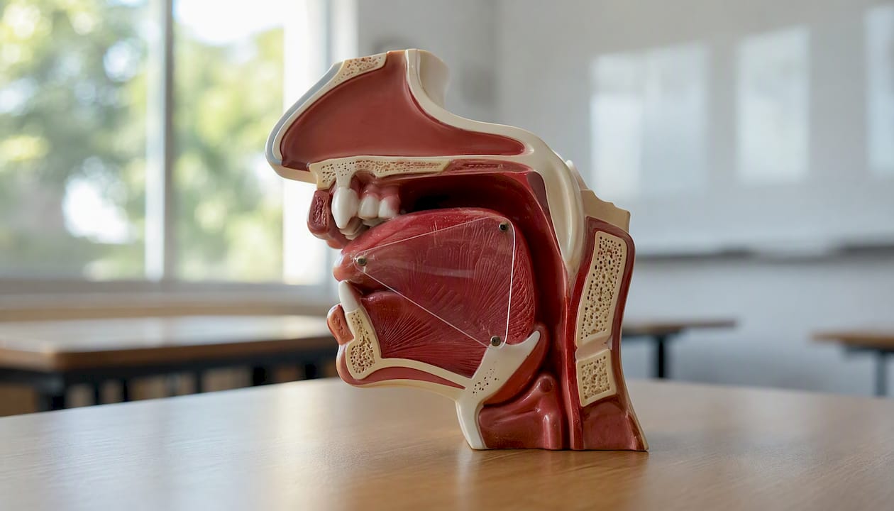 3D mouth model illustrating vowel tongue positions