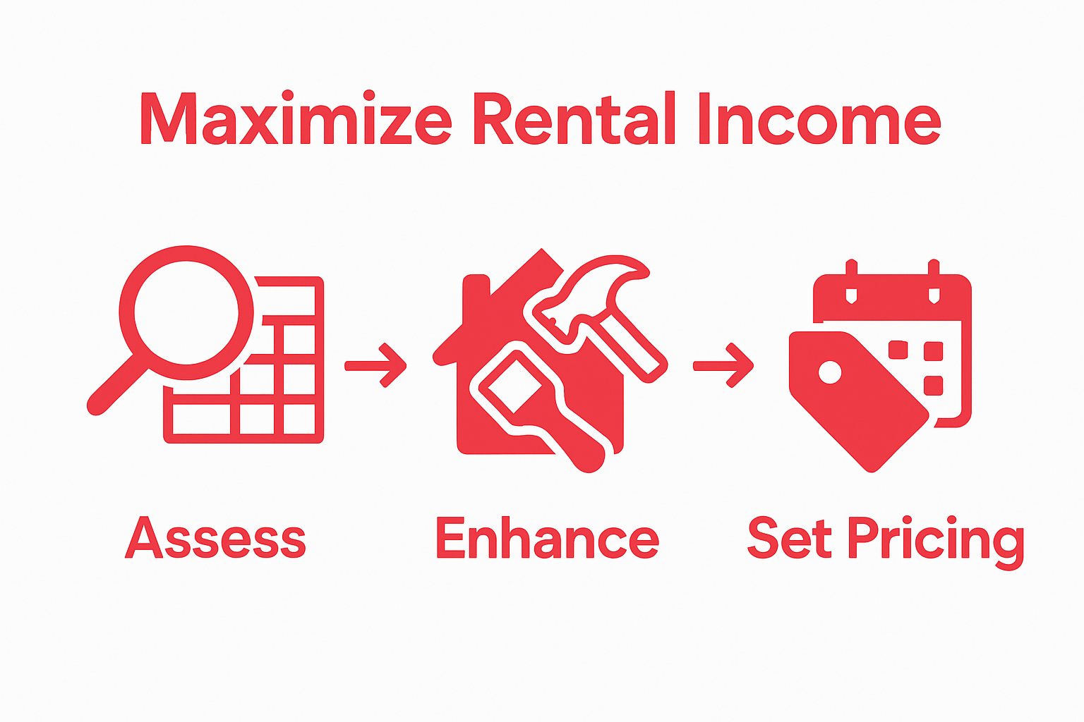 Visual 3-step workflow for maximizing rental income