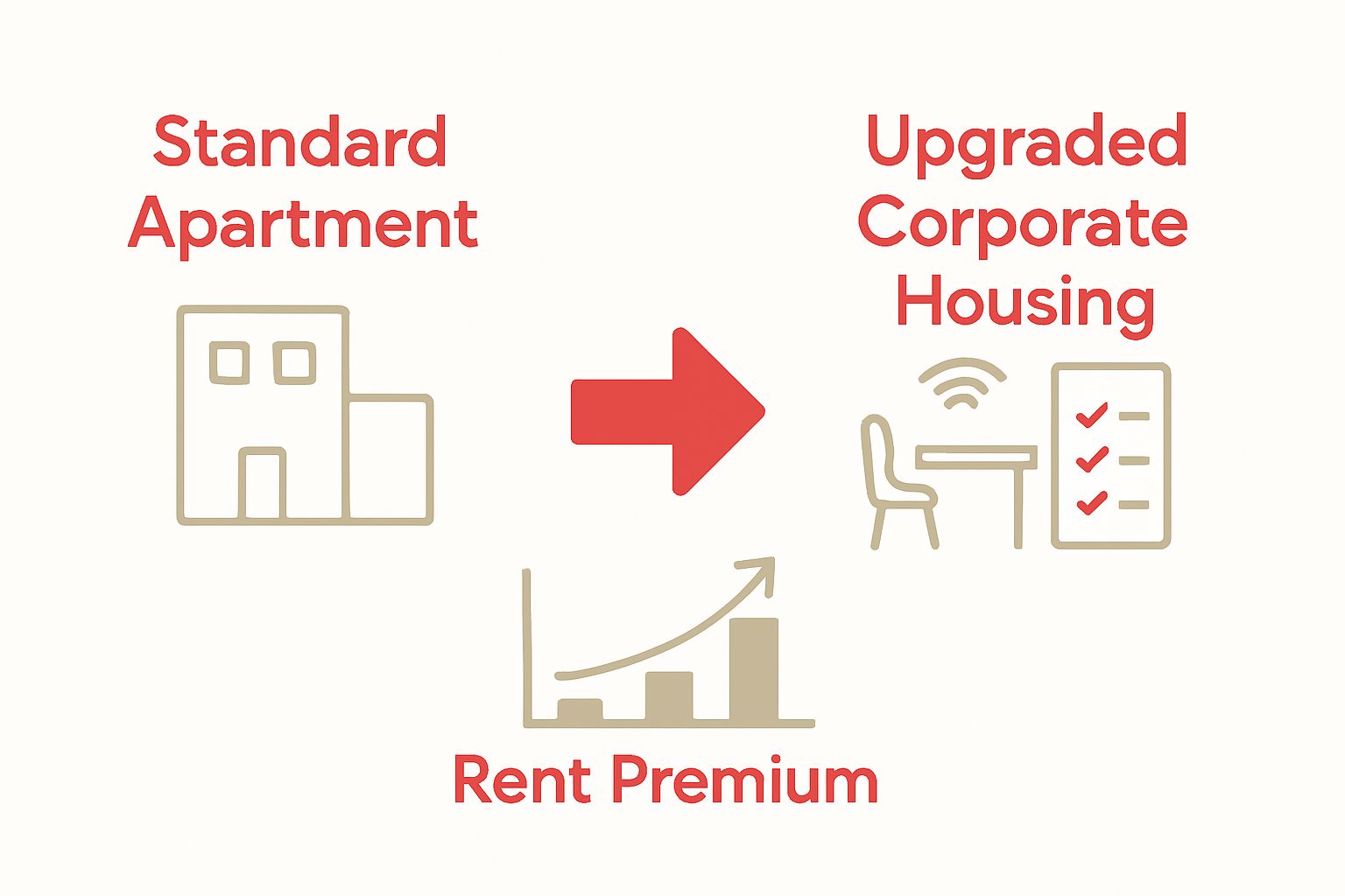 Before and after of preparing a Swedish property for corporate housing