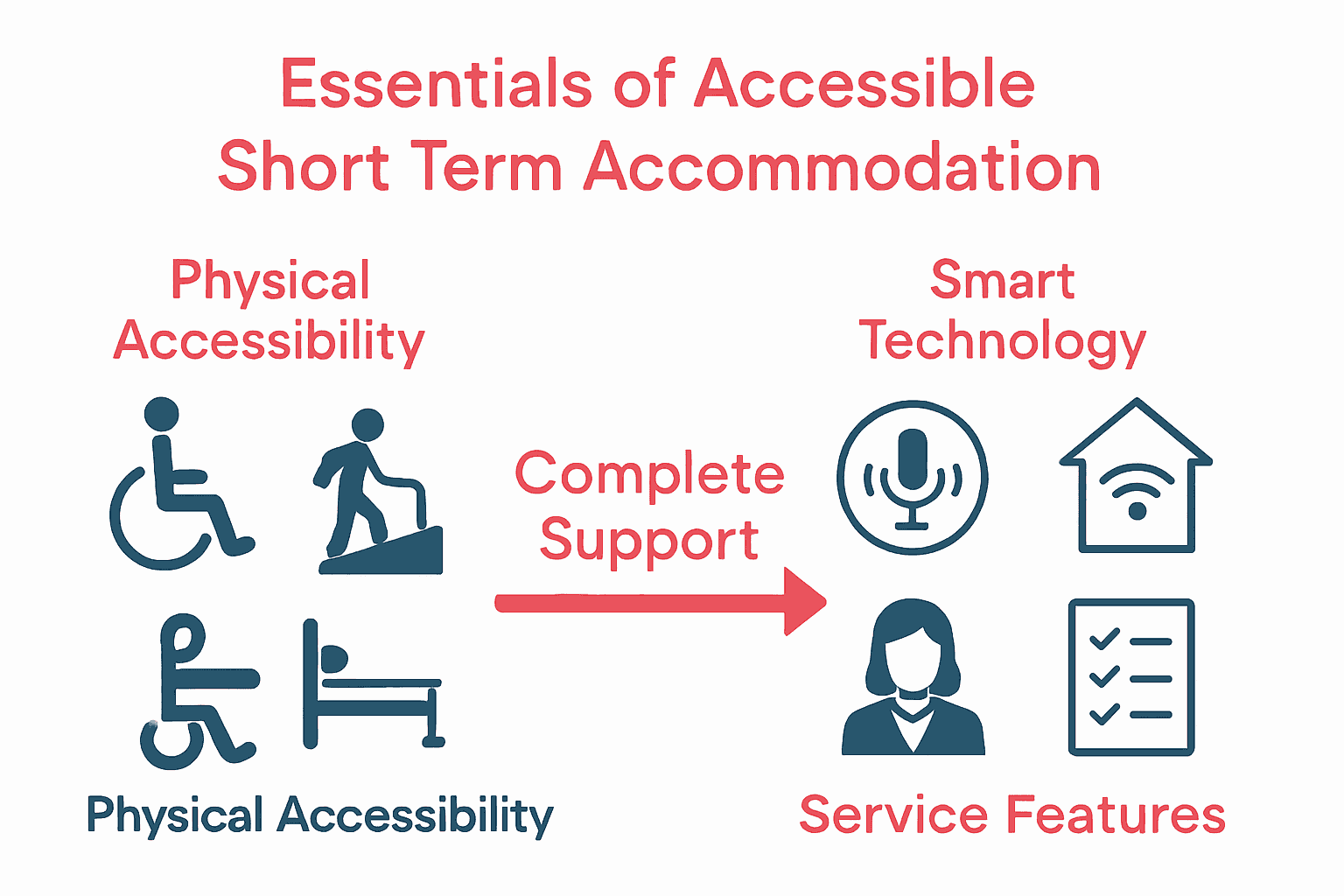 Infographic comparing physical access and smart features in disability accommodation.