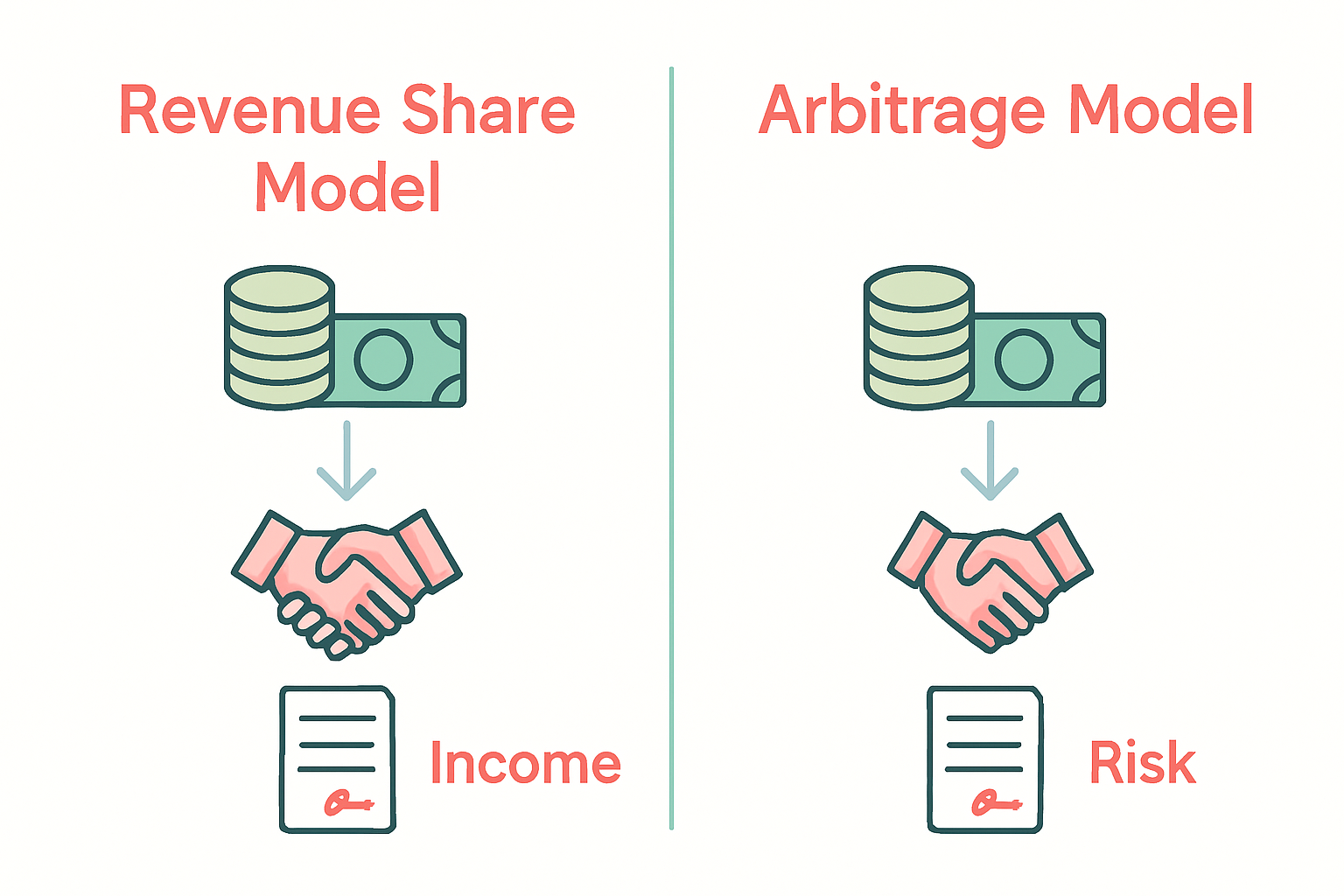 Infographic comparing Revenue Share and Arbitrage property owner models.