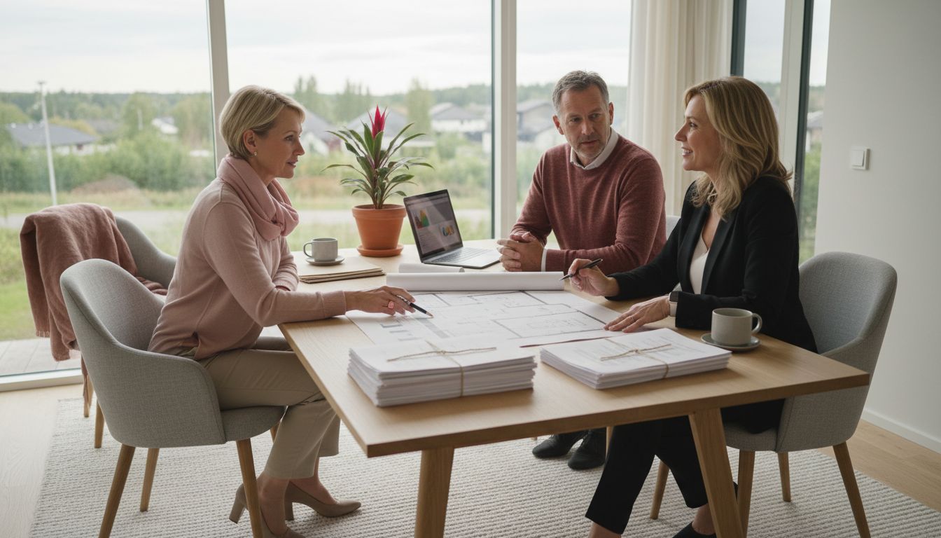 Couple planning real estate with attorney