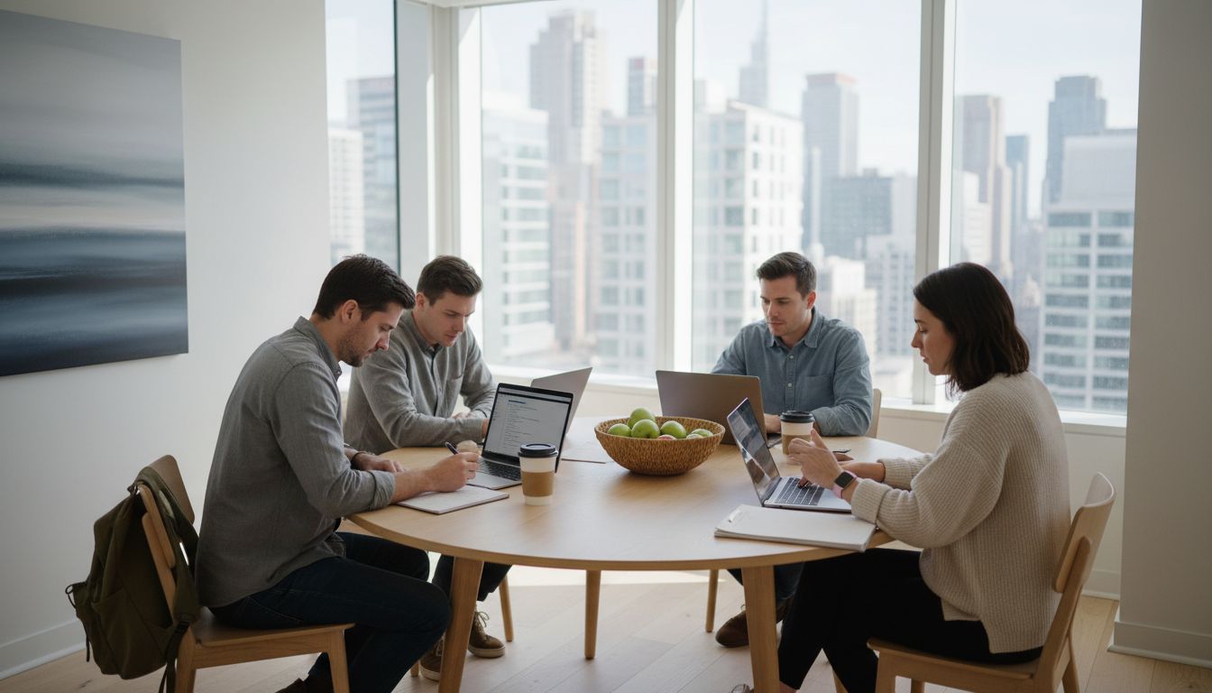 Business team reviewing short-term lease