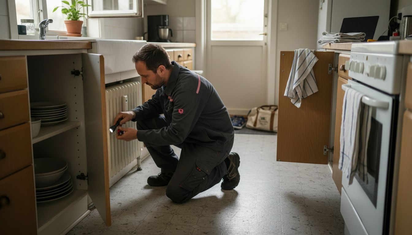 Maintenance worker performing rental property check
