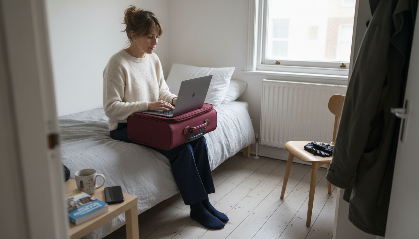 Worker researching housing options in Sweden