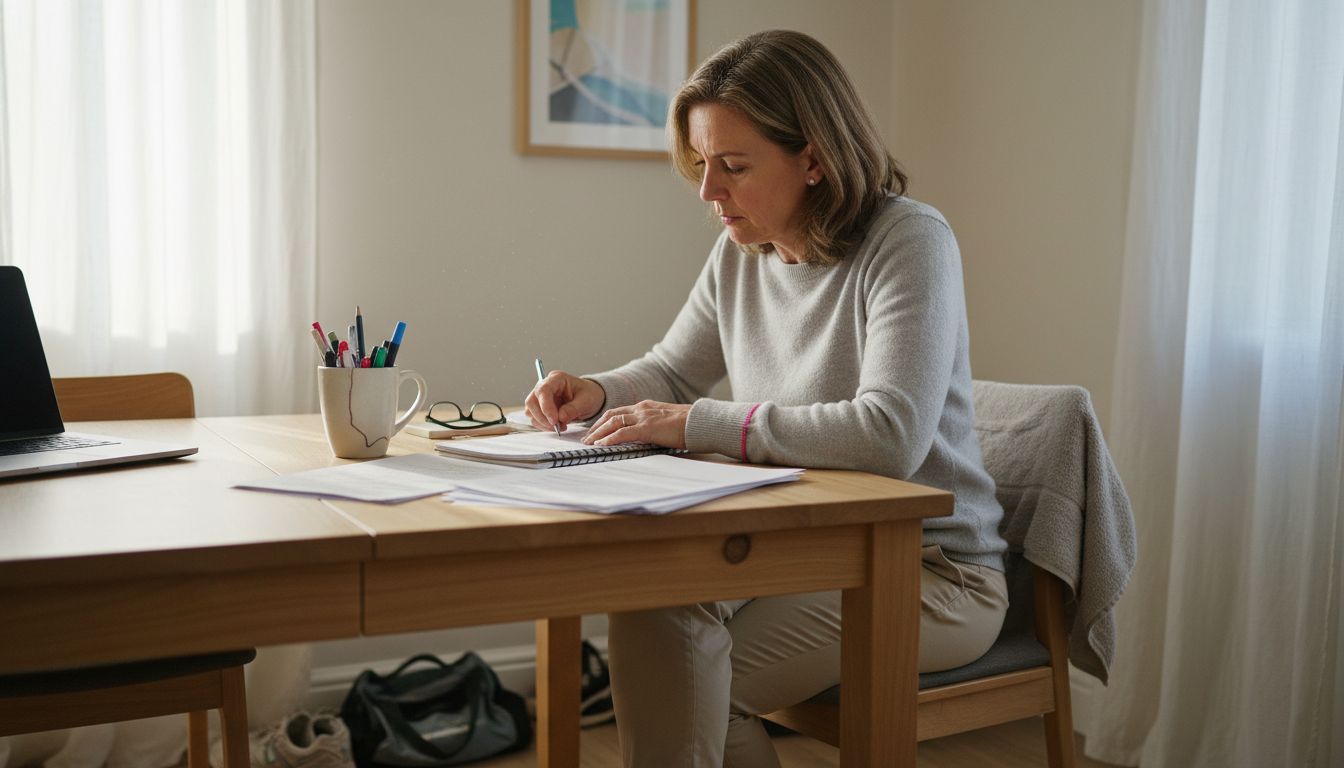 Person reviewing property management paperwork