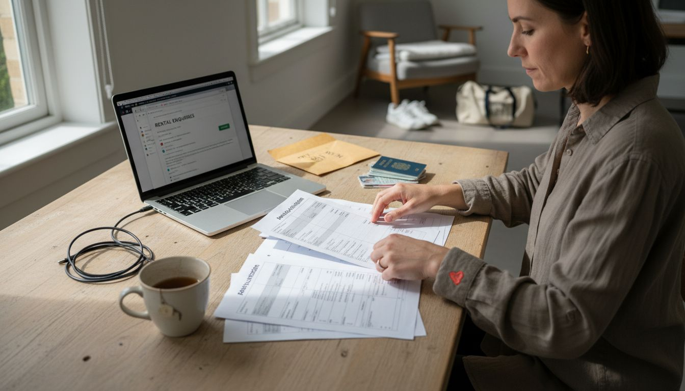 Landlord reviewing tenant screening paperwork