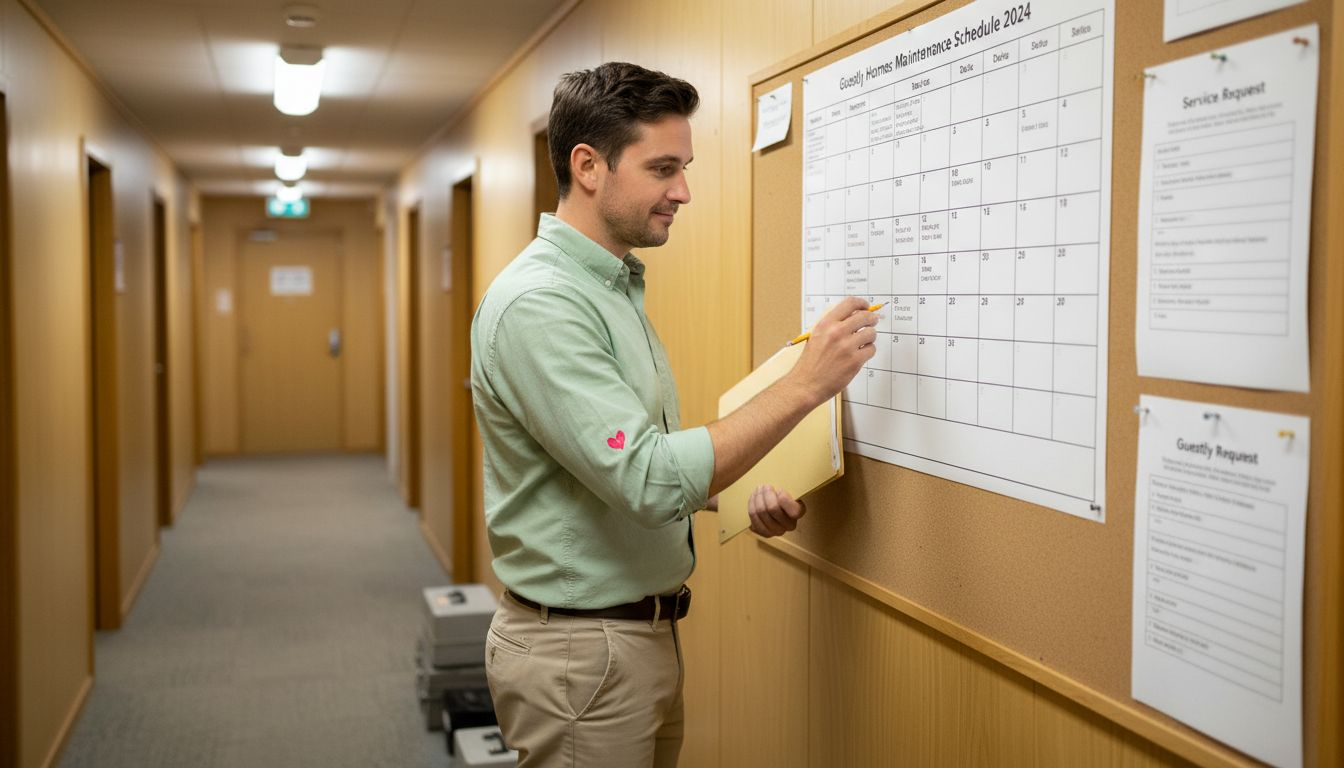Maintenance coordinator updating property schedules